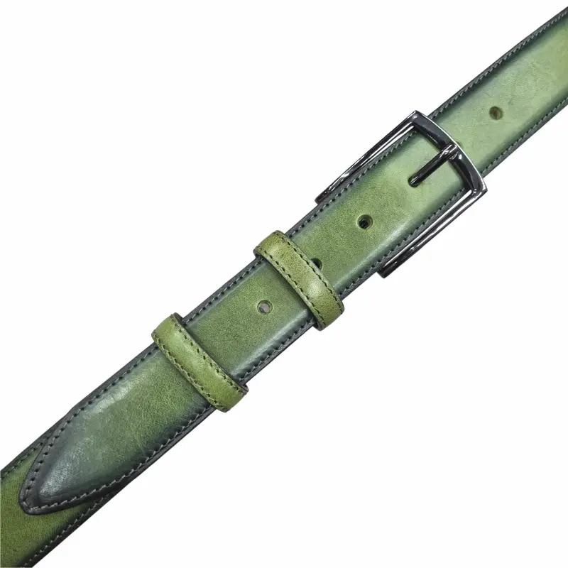 Curea piele barbati, cozacone, culoare verde, model czc001